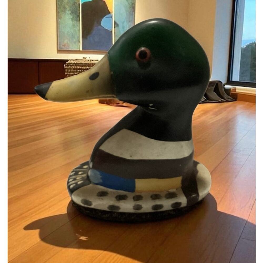 Vintage Porcelain Mallard Duck hand painted Lint Brush